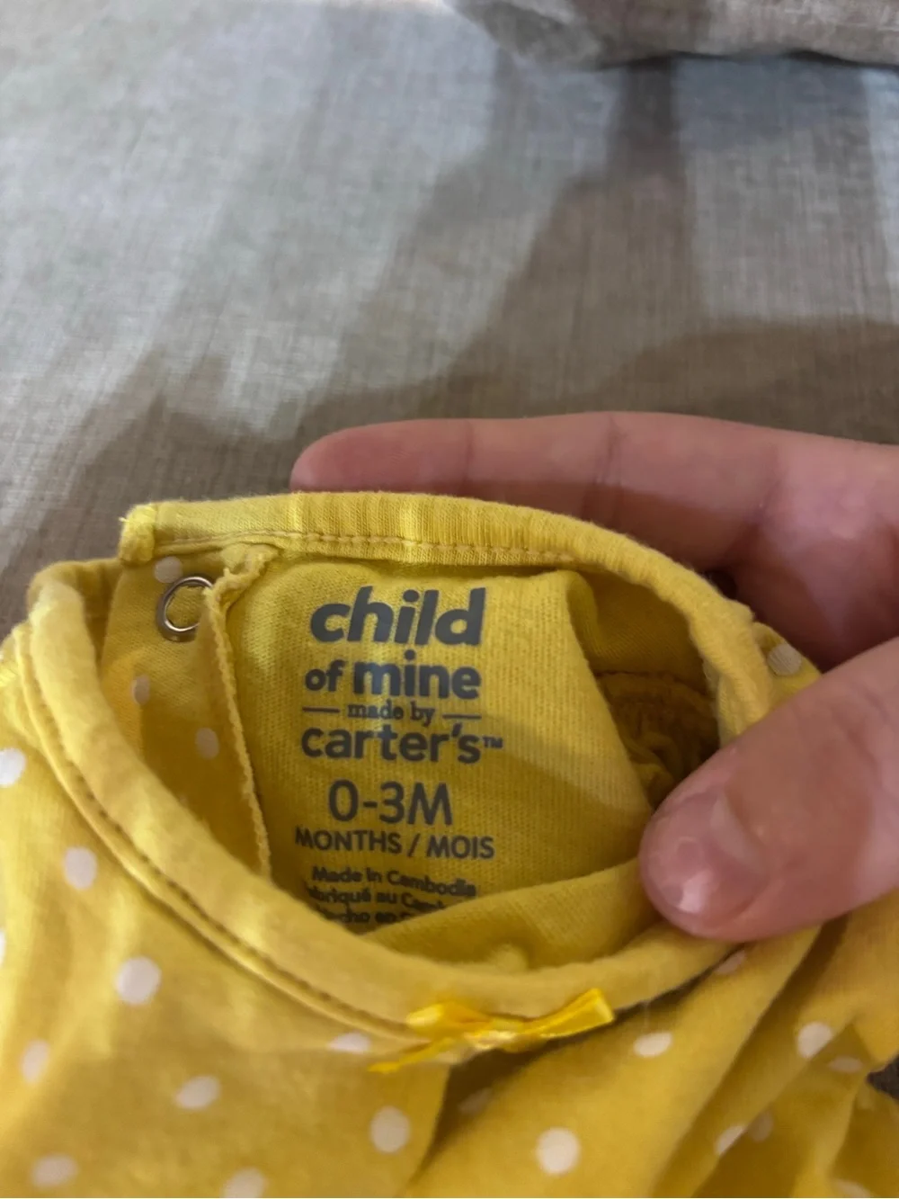 Child of Mine by Carter’s Baby Girl 0-3M Yellow Flamingo Polka Dot Dress